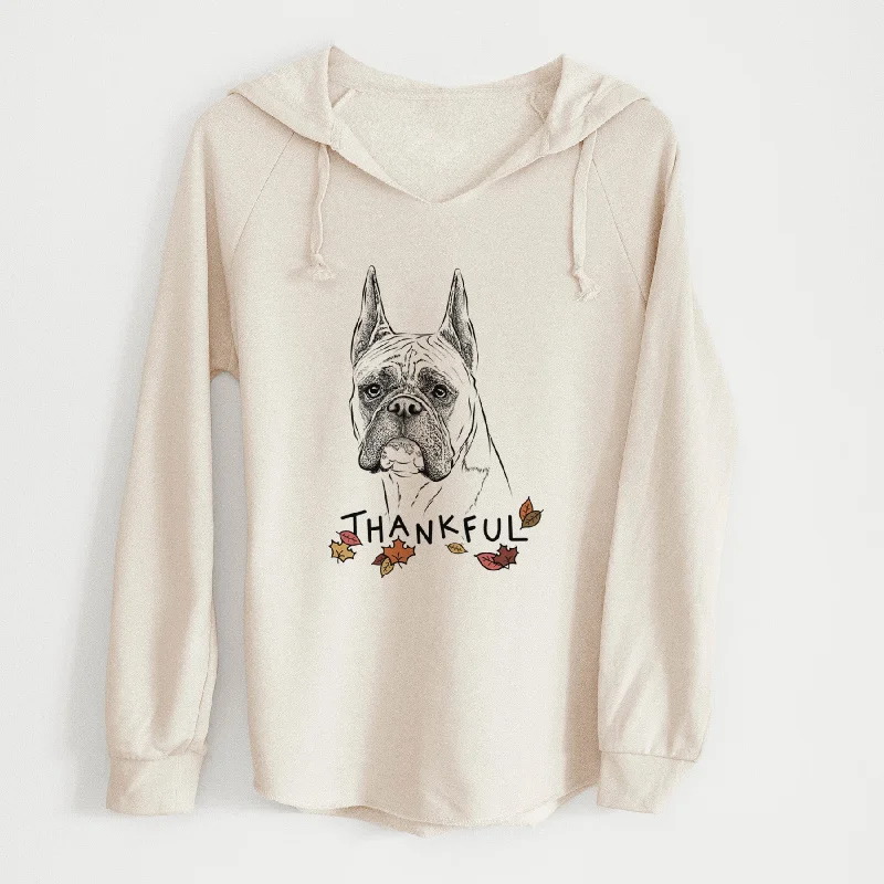 Thankful Ezra the Boxer - Cali Wave Hooded Sweatshirt Hoodie with Relaxed Fit Easy Casual Thankful Ezra the Boxer - Cali Wave Hooded Sweatshirt Hoodie with Relaxed Fit Easy Casual