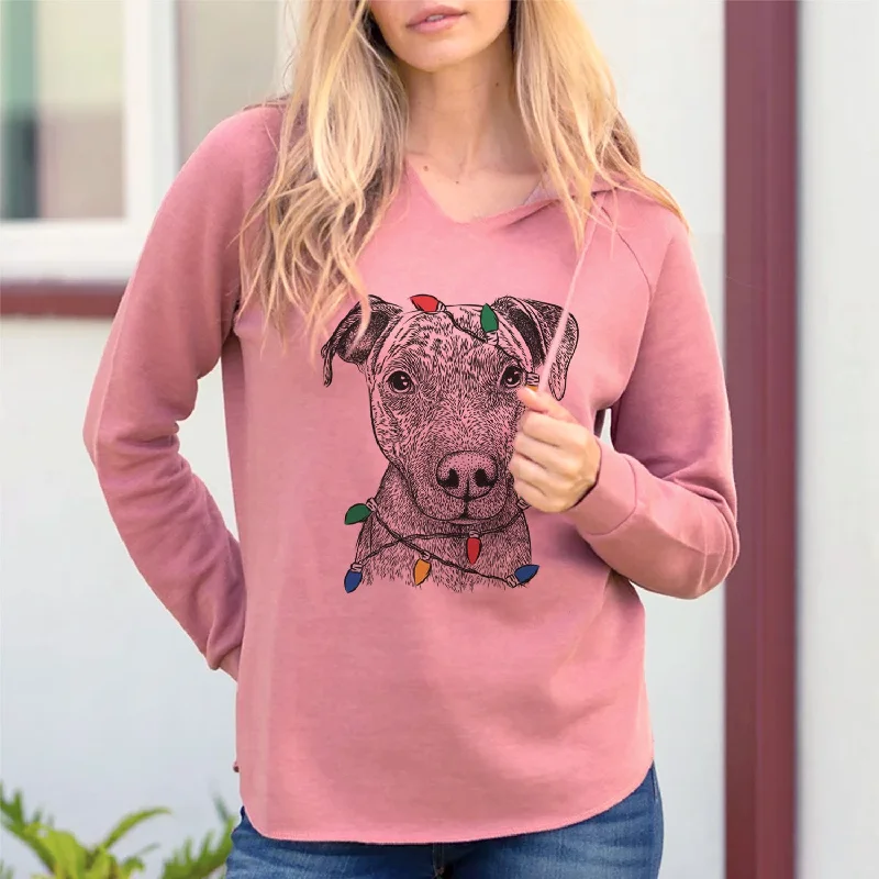 Christmas Lights Reeses the Pitbull - Cali Wave Hooded Sweatshirt Hoodie with Contrast Stitching Detailed Premium Christmas Lights Reeses the Pitbull - Cali Wave Hooded Sweatshirt Hoodie with Contrast Stitching Detailed Premium