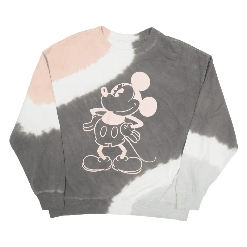 DISNEY Mickey Mouse Sweatshirt Grey Womens XL Hoodie with Patch Decorative Personalized DISNEY Mickey Mouse Sweatshirt Grey Womens XL Hoodie with Patch Decorative Personalized