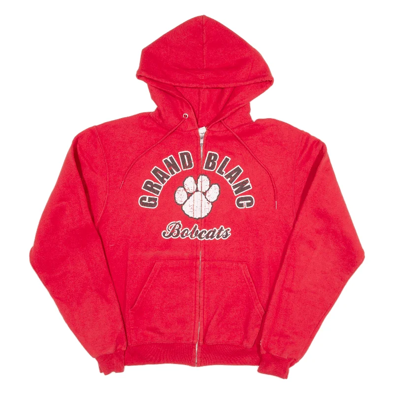 CHAMPION Grand Blang Bobcats USA Hoodie Red Full Zip Womens S Hoodie with Frayed Bohemian Relaxed CHAMPION Grand Blang Bobcats USA Hoodie Red Full Zip Womens S Hoodie with Frayed Bohemian Relaxed