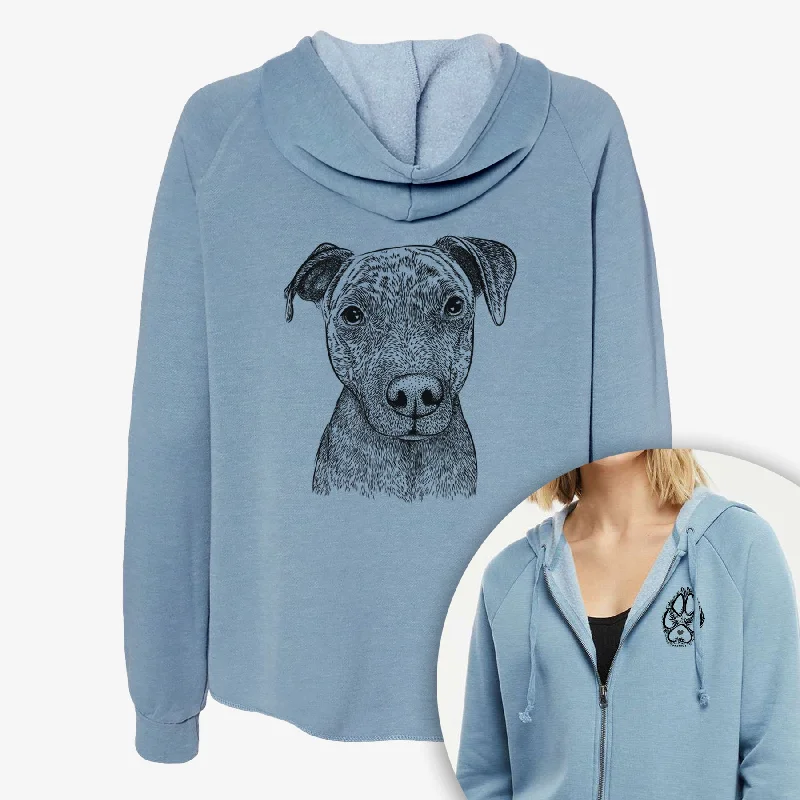 Reeses the Pitbull - Women's Cali Wave Zip-Up Sweatshirt Hoodie with Gradient Ombre Colorful Reeses the Pitbull - Women's Cali Wave Zip-Up Sweatshirt Hoodie with Gradient Ombre Colorful