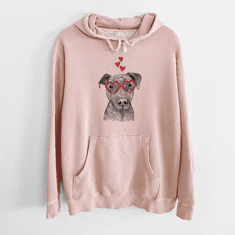 Valentine Reeses the Pitbull - Unisex Pigment Dyed Hoodie Hoodie with Rhinestones Sparkly Elegant Valentine Reeses the Pitbull - Unisex Pigment Dyed Hoodie Hoodie with Rhinestones Sparkly Elegant
