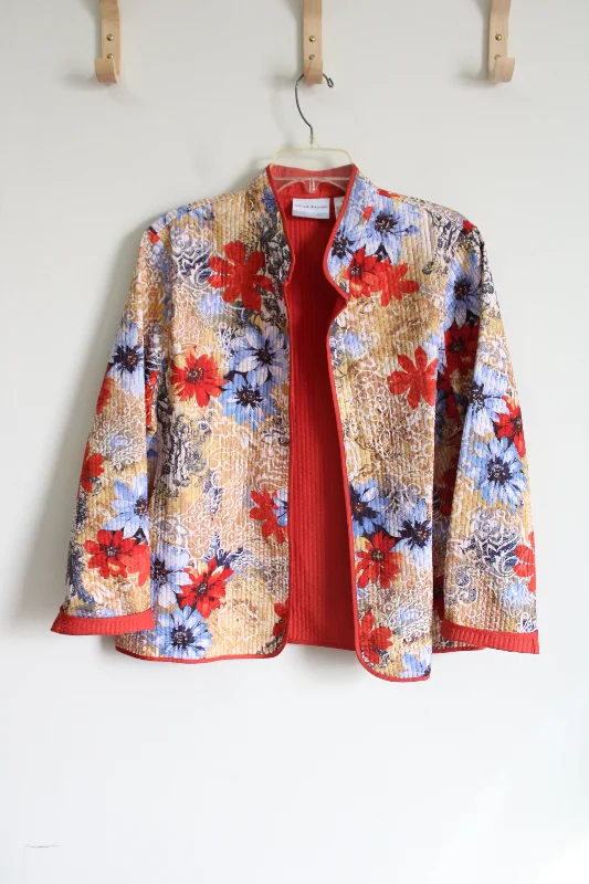 Alfred Dunner Floral Light Jacket | 16 Petite Welt Pockets Slit Pockets Flap Pockets Alfred Dunner Floral Light Jacket | 16 Petite Welt Pockets Slit Pockets Flap Pockets