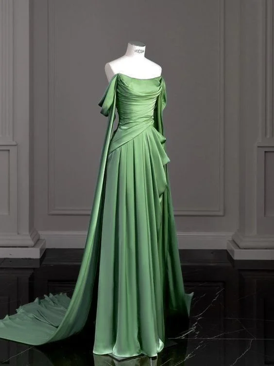 Elegant Green Off Shoulder A-Line Satin Long Formal Party Dress, DP3683 sweetheart Neckline Romantic Elegant Green Off Shoulder A-Line Satin Long Formal Party Dress, DP3683 sweetheart Neckline Romantic