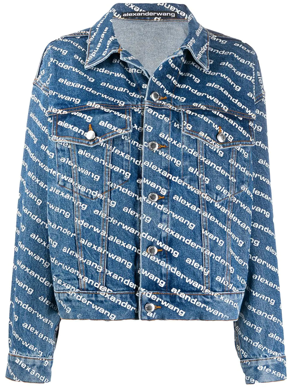 GAME - DEEP BLUE W WHITE LOGO PRINT DENIM JACKET Snapped Jacket Toggled Jacket Drawstring Jacket GAME - DEEP BLUE W WHITE LOGO PRINT DENIM JACKET Snapped Jacket Toggled Jacket Drawstring Jacket