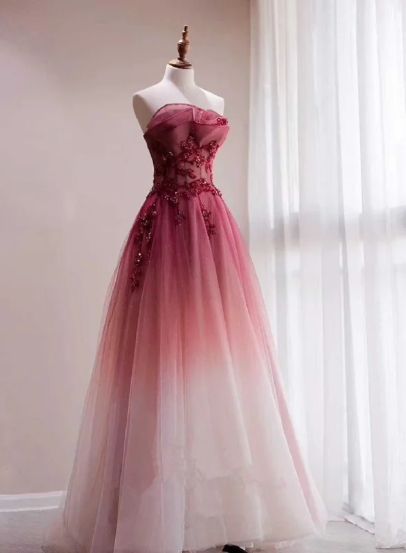 Gradient Strapless A-Line Beading Long Formal Party Dress, DP3642 Tunics Mesh breathable Gradient Strapless A-Line Beading Long Formal Party Dress, DP3642 Tunics Mesh breathable