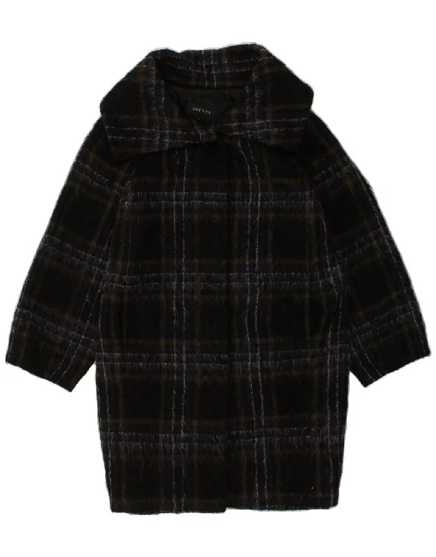 JAEGER Womens Overcoat UK 10 Small Black Check