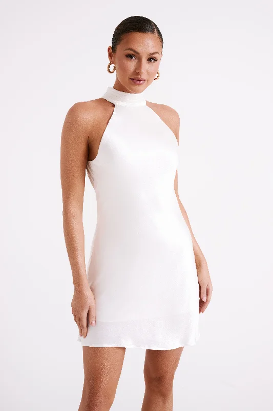 Claire A Line Mini Dress - White