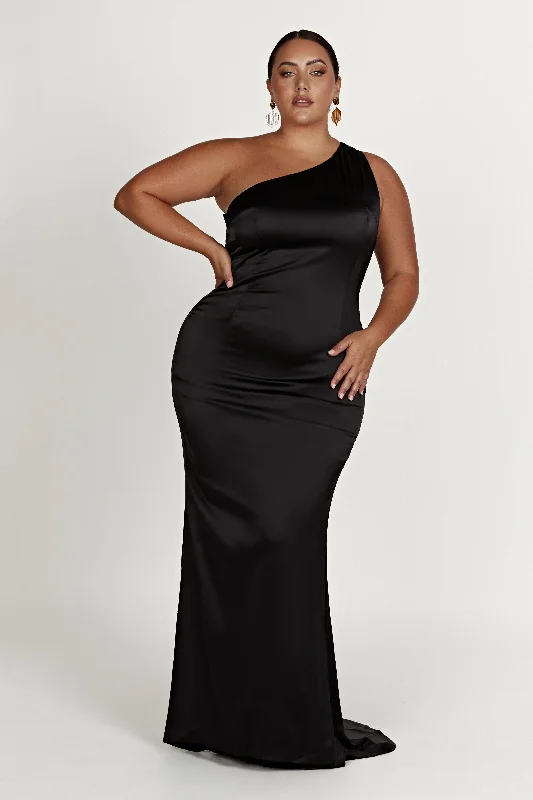 Harper One Shoulder Gown - Black