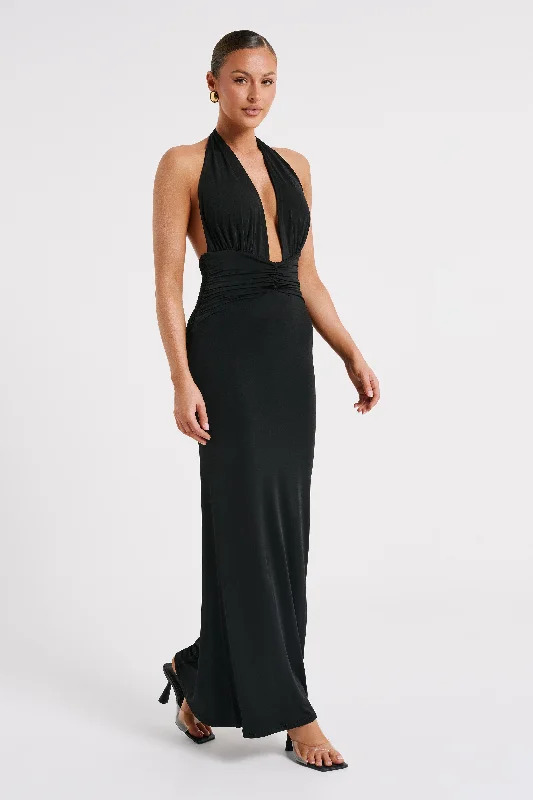 Jovanna Slinky Halter Maxi Dress - Black