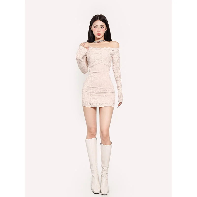 Latatia Lace Off the Shoulder Tight Long Sleeve Slim Mini Dress