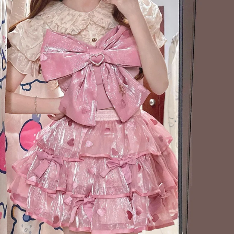 Lolita bow shirt + cake skirt yv31558