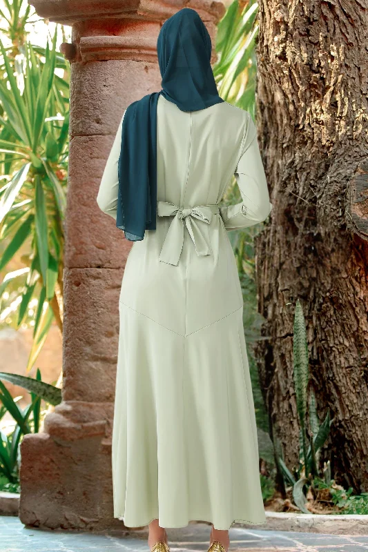 Sage Green Criss Cross Satin Long Sleeve Maxi Dress-CLEARANCE