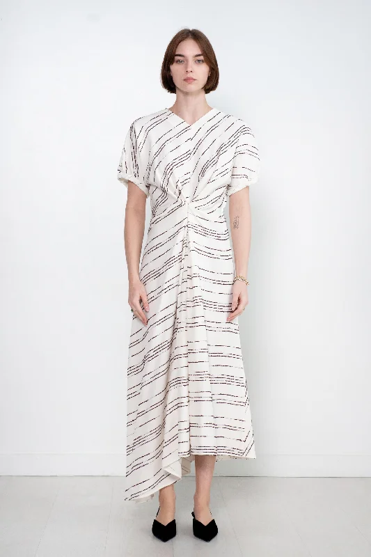 Vivienne Asymmetrical Dress, White Multi