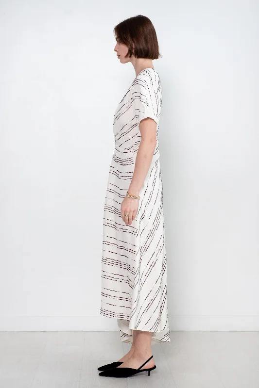 Vivienne Asymmetrical Dress, White Multi