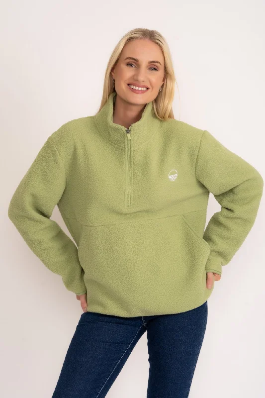 1/2 Zip Teddy Fleece in Sage