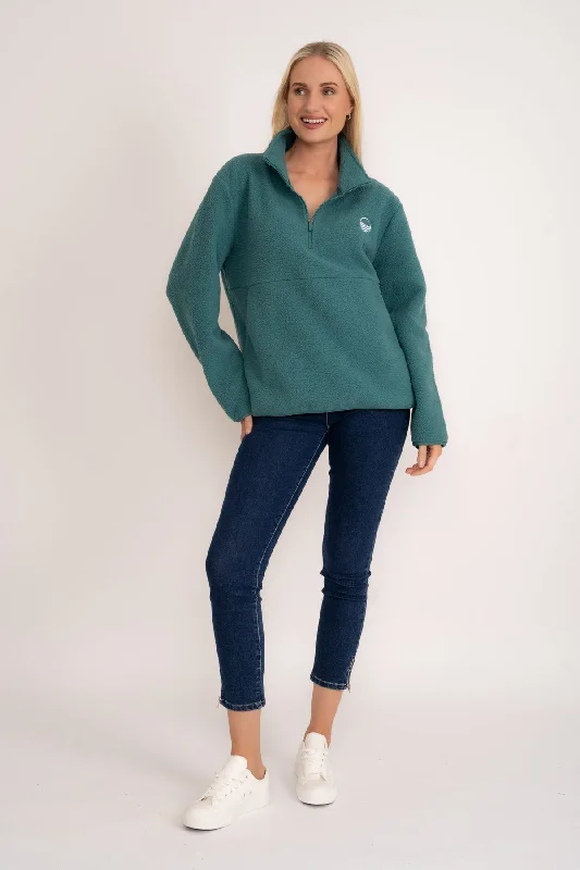 1/2 Zip Teddy Fleece in Teal