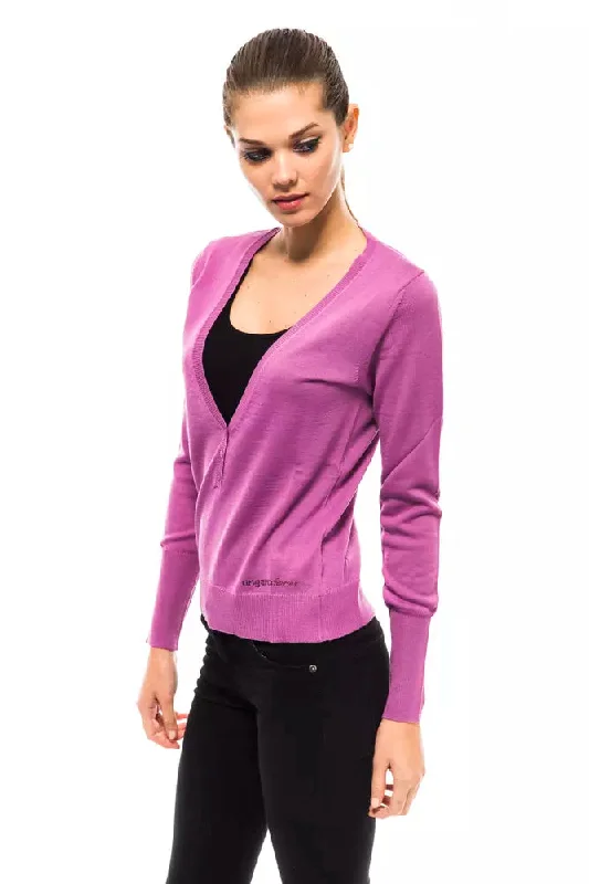 Chic V-Neck Sweater with Dazzling Applications