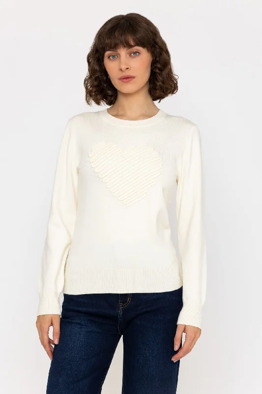 Heart Motif Knit Sweater in Ivory