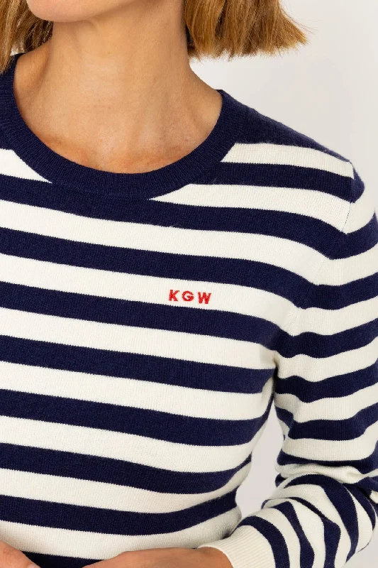 Navy Stripe Crew Neck Jumper