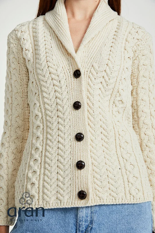 Shawl Collar Cream Aran Cardigan