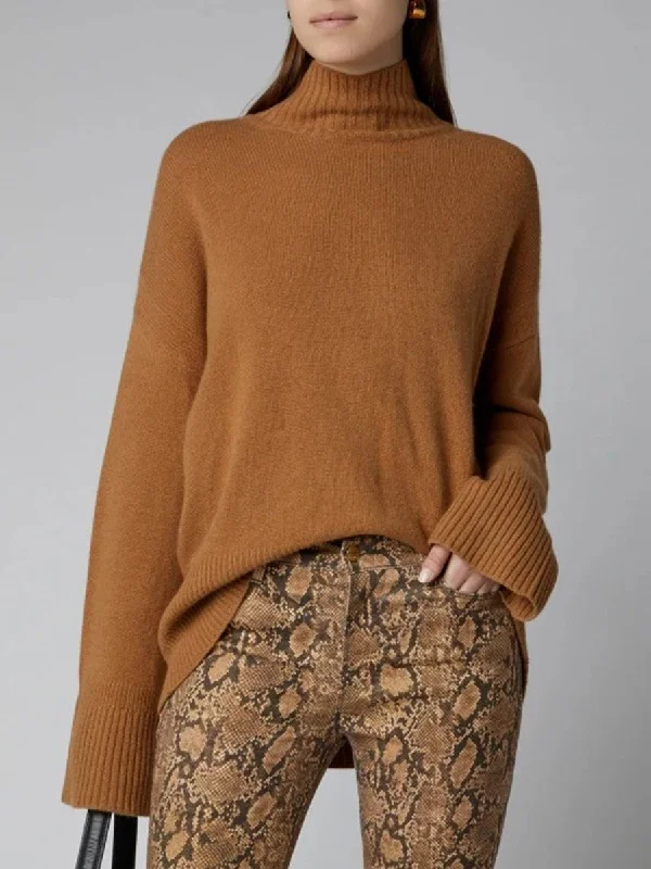 Solid Color Knit Turtleneck Sweater