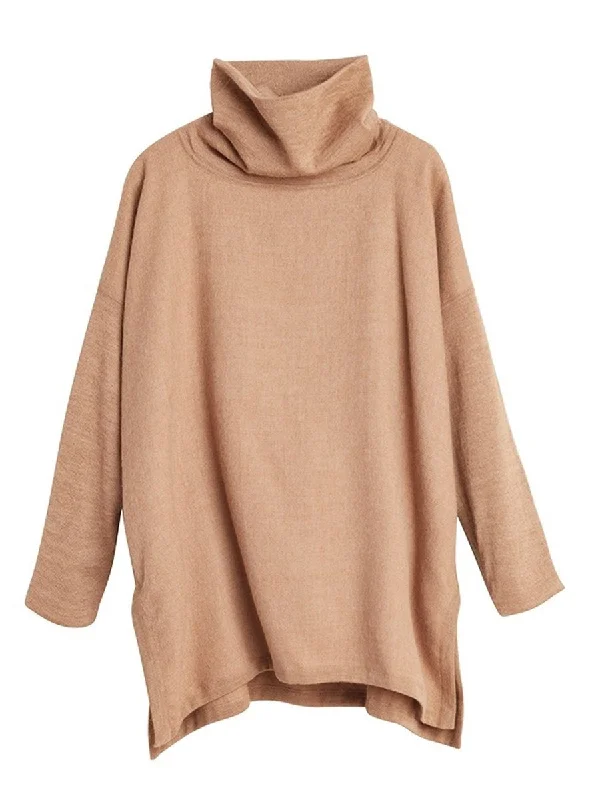 Solid Color Oversized Turtleneck Sweater