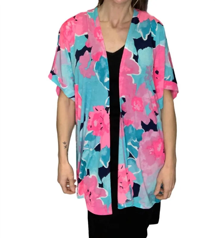 Beach Coverup In Blue/pink