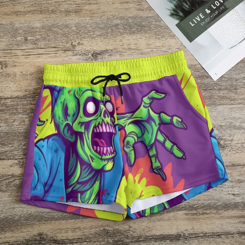 Bright Color Zombies Women's Casual Shorts