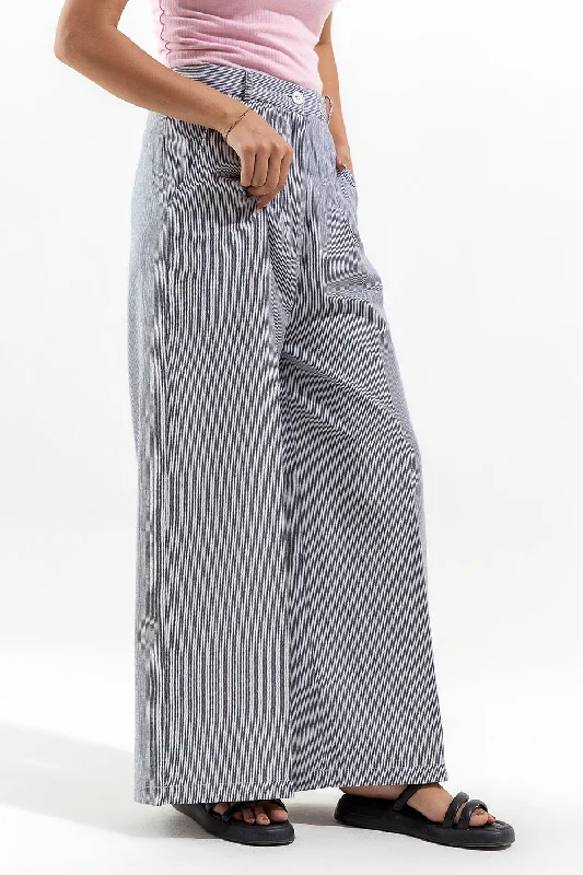 STRIPED WIDE LEG TROUSER