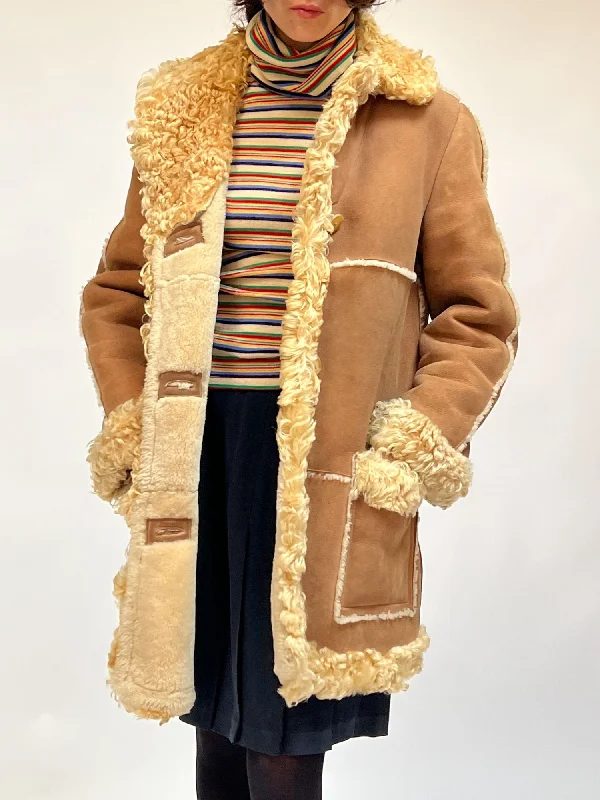 Camel Shearling Coat (L)