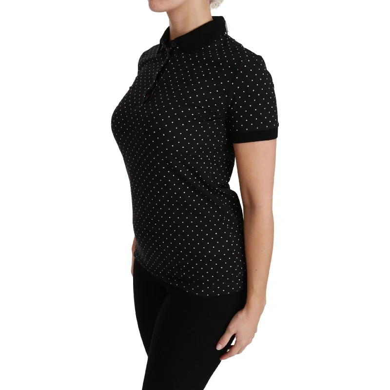 Dolce & Gabbana Elegant Black Dotted Polo Shirt