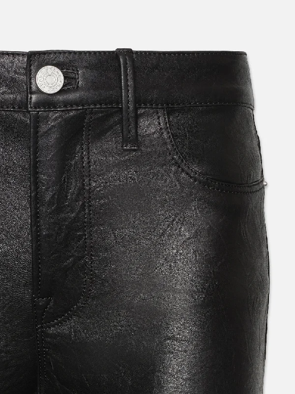 Leather Le Crop Mini Boot -- Washed Black