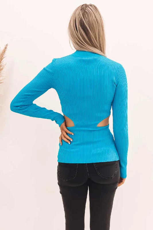 Maya Sleeve Knit Top Electric Blue