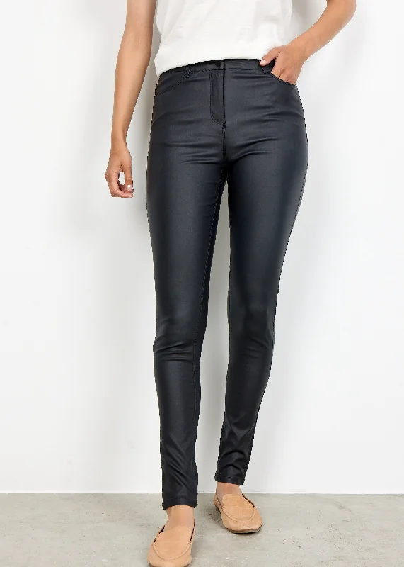 Pam 3 Leather Look Pants in Black