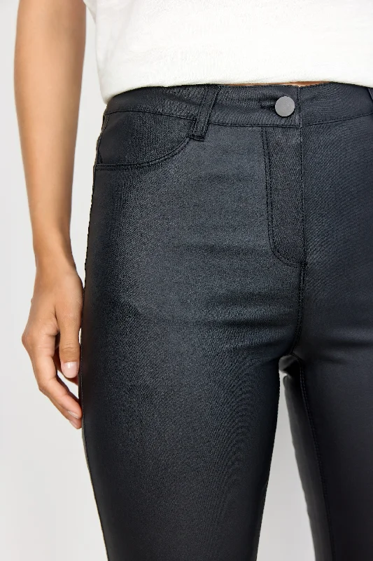 Pam 3 Leather Look Pants in Black