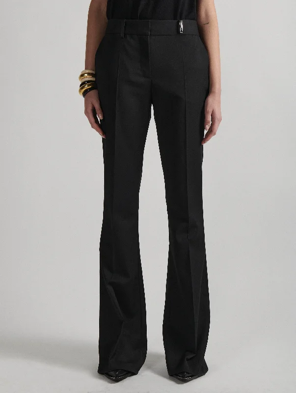 Pantalon coupe flare en gabardine de laine noir