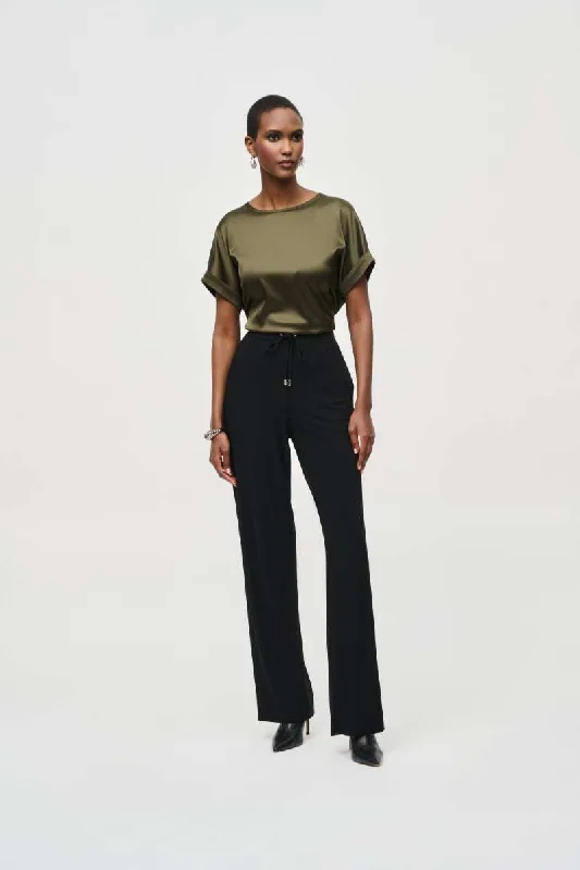 Silky Knit Wide-Leg Pants in Black 243202 by Joseph Ribkoff