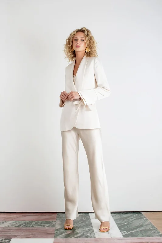 ""The Sandra"" - Satin Trousers (Cream)