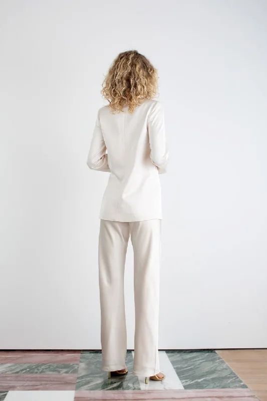 ""The Sandra"" - Satin Trousers (Cream)