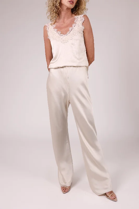 ""The Sandra"" - Satin Trousers (Cream)