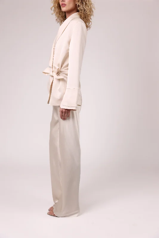 ""The Sandra"" - Satin Trousers (Cream)