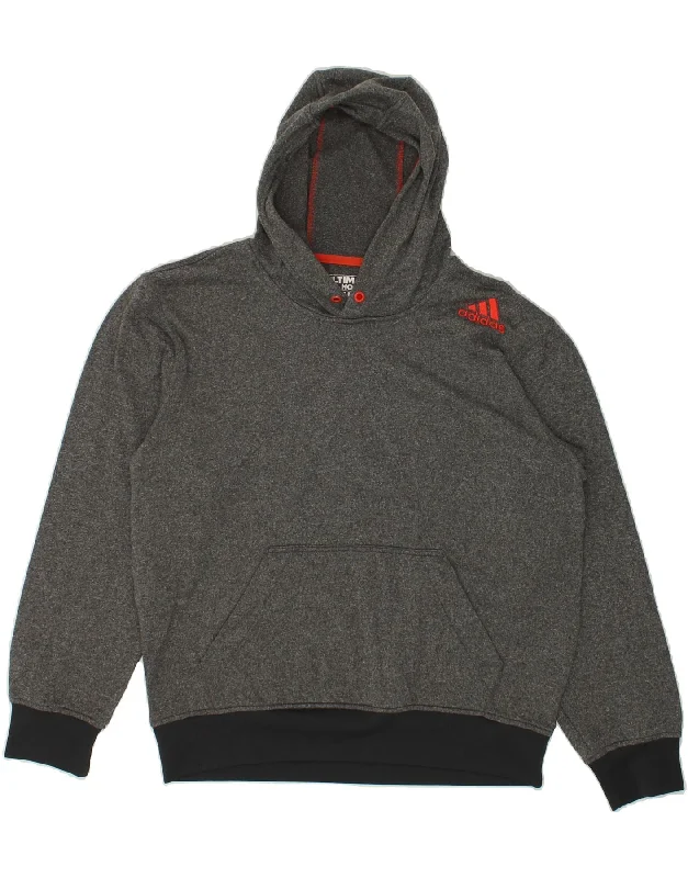 ADIDAS Mens Hoodie Jumper Medium Grey Flecked Polyester