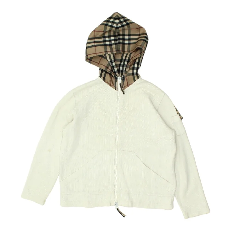 Burberry London Kids White Nova Check Full Zip Hoodie | Boys Girls Designer VTG