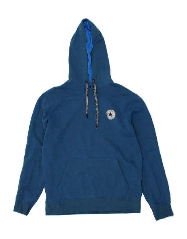 CONVERSE Mens Hoodie Jumper Medium Blue Cotton