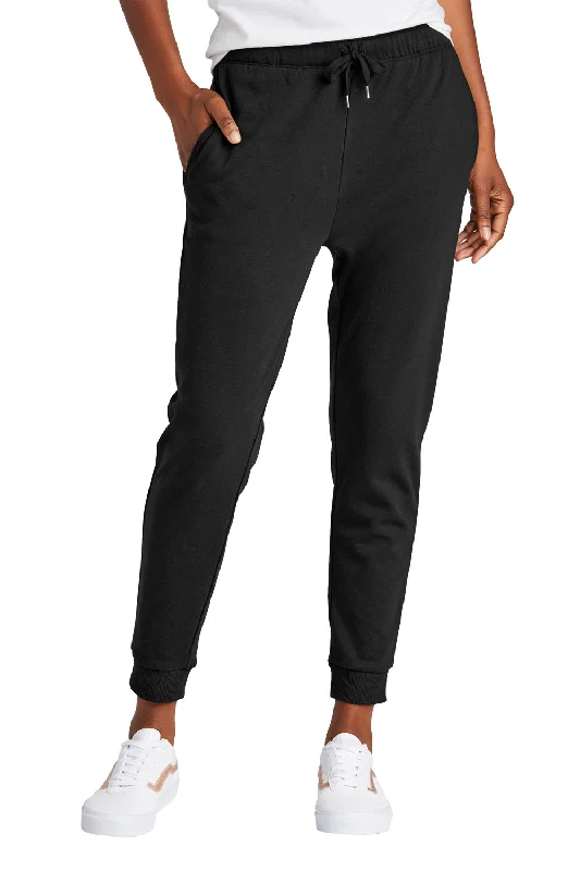 District Womens Perfect Tri Fleece Jogger Sweatpants w/ Pockets - Black