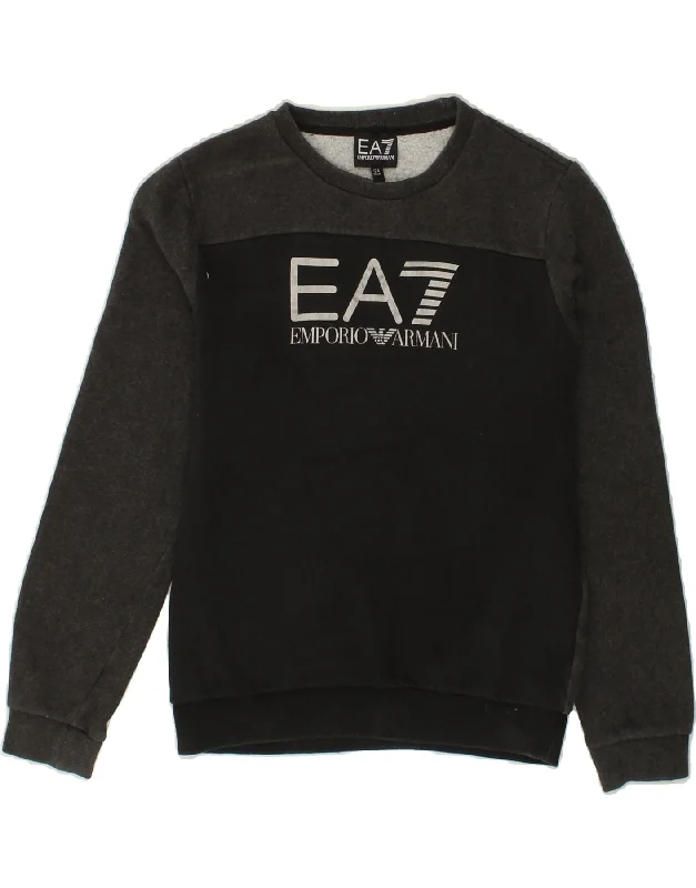 EMPORIO ARMANI Boys Graphic Sweatshirt Jumper 11-12 Years Black