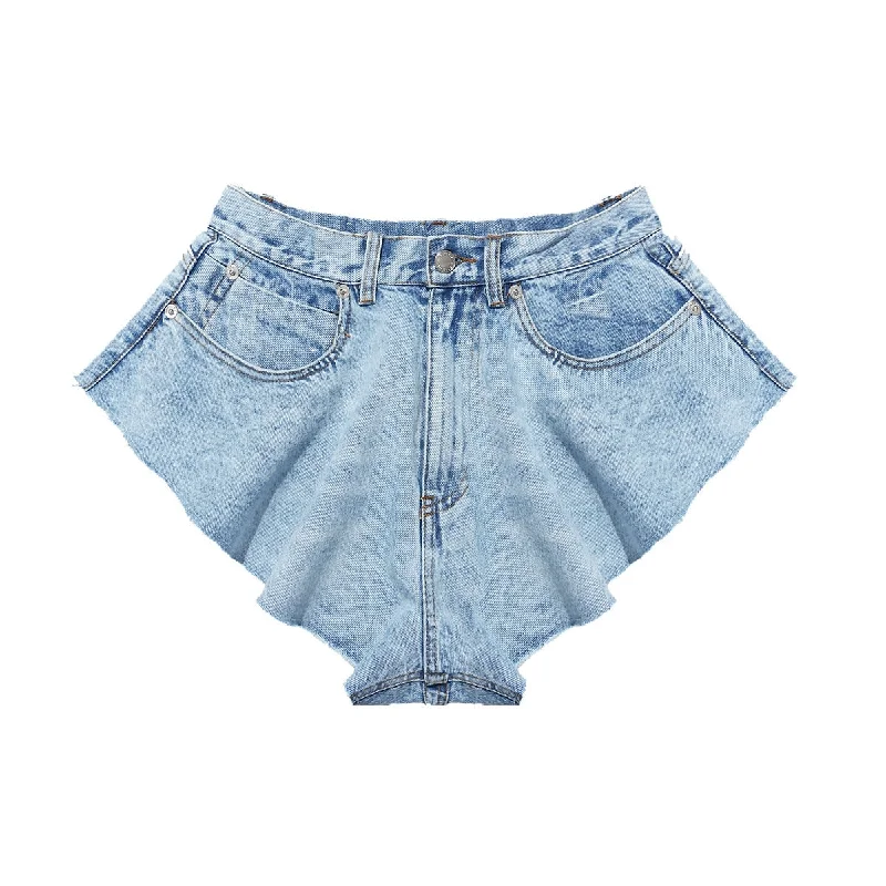 High Waist Extra Loose Leg Denim Shorts