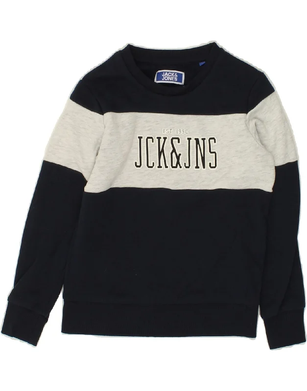 JACK & JONES Boys Graphic Sweatshirt Jumper 7-8 Years Navy Blue