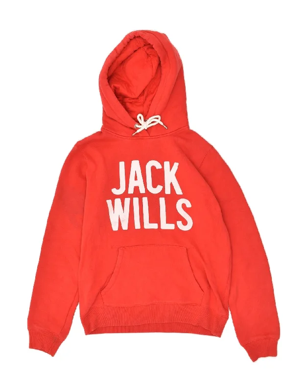 JACK WILLS Womens Oversized Graphic Hoodie Jumper UK 10 Small  Red